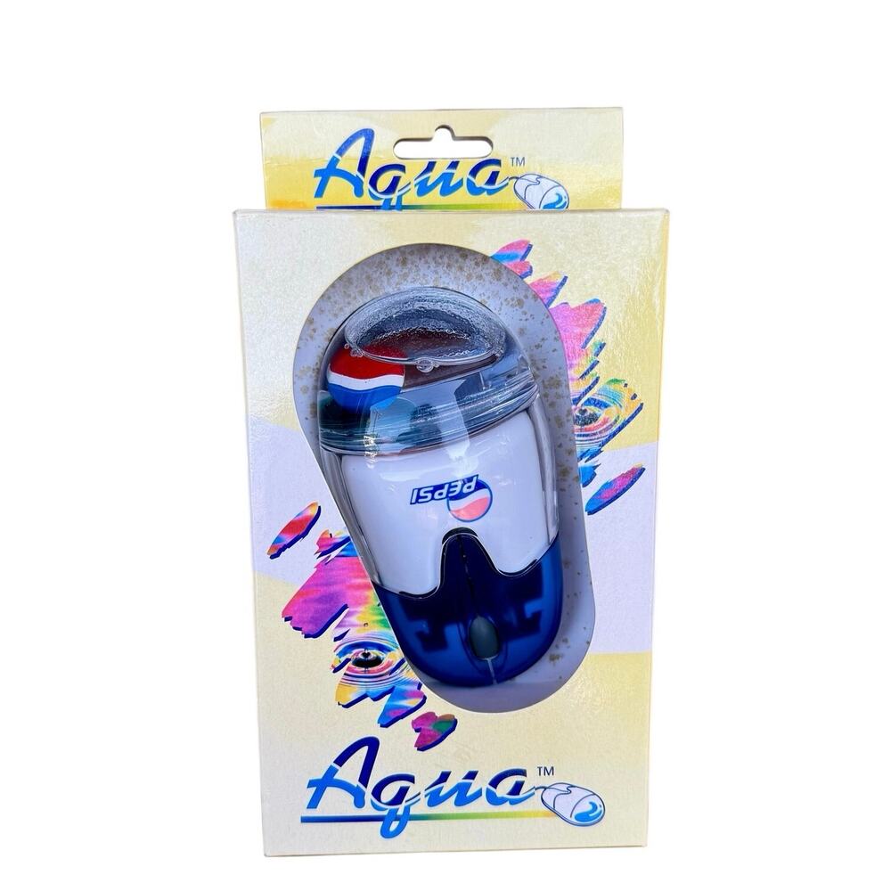 Vtg Pepsi Aqua liquid-filled novelty computer mouse,Traditional rollerball Retro